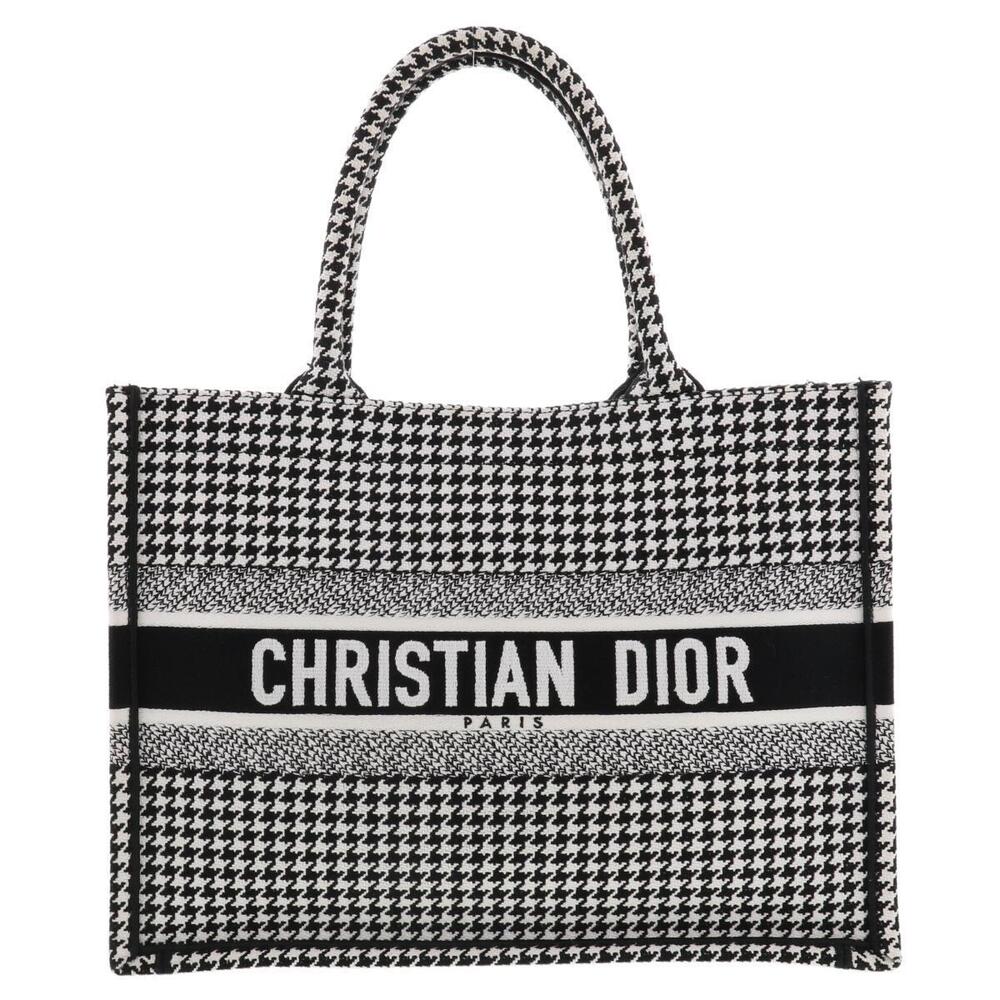 Christian Dior Book Tote Canvas Black White Black